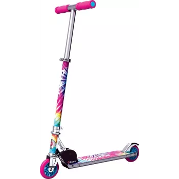 Detská kolobežka Razor A Tie-Dye — skladacia 2-koliesková hliníková kolobežka, nastaviteľná riadidlá, ABEC-5, max. zaťaženie 65 kg