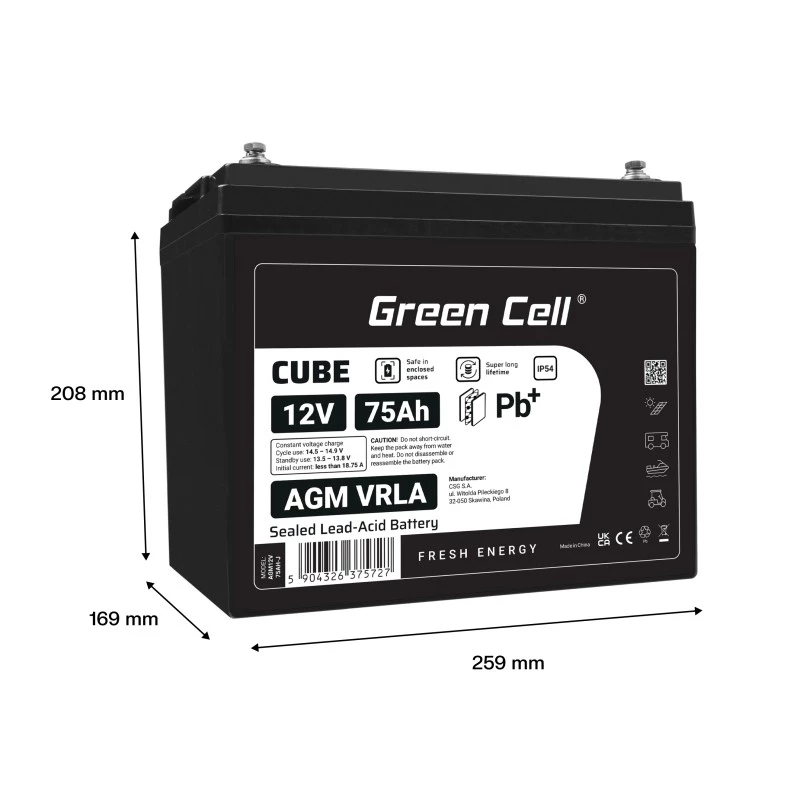 Batéria AGM VRLA 12V 75Ah IP54