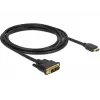 DeLOCK - video kábel - Single Link - HDMI / DVI - DVI-D (samec) na HDMI (samec) - 2 m - trojitá izolácia - čierny - skrutky s ryhovanou hlavou