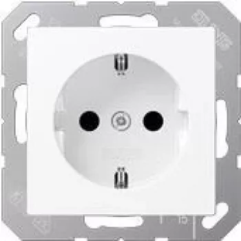 Zásuvka typ F Jung A 1520 BFKI WWM, 16 A, 250 V, biela, termoplast, 55×55 mm