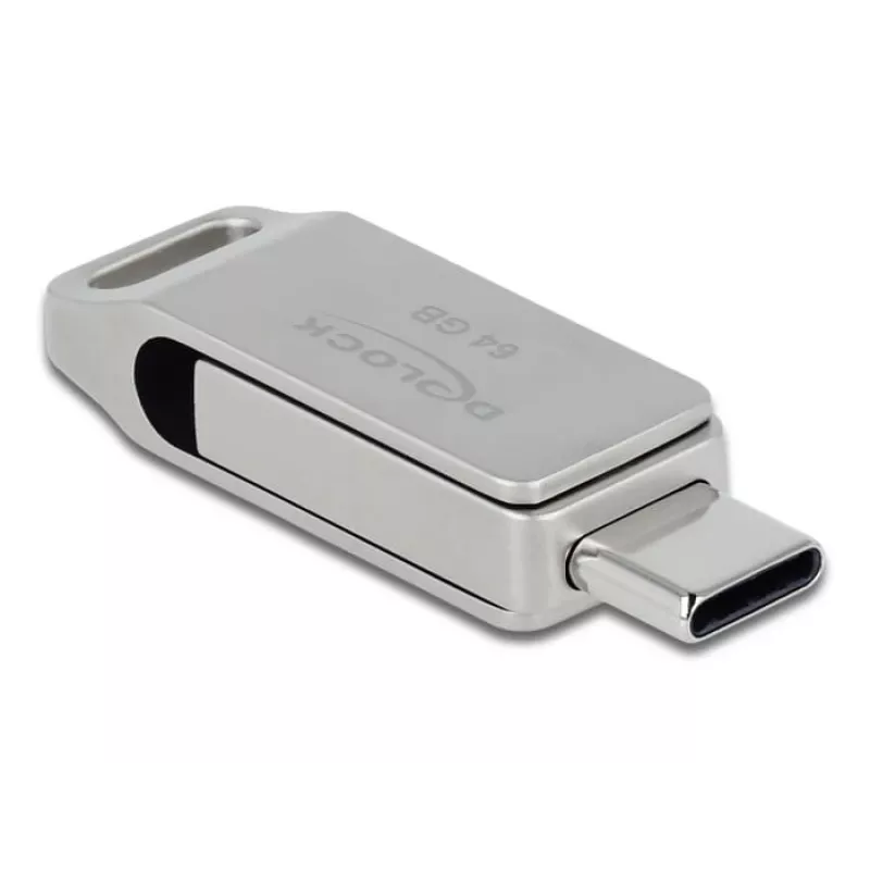 USB kľúč DeLOCK 64 GB USB-C Type-A otočný kovové puzdro