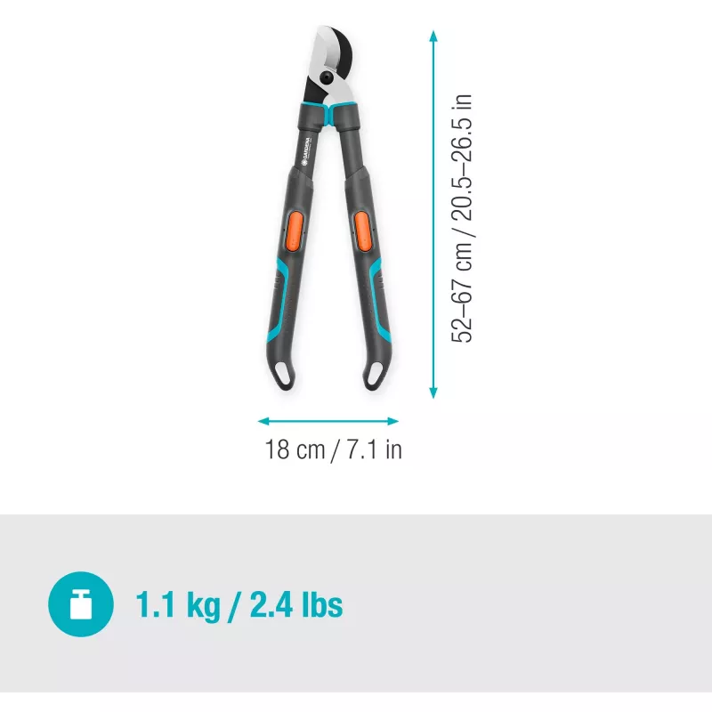 Gardena nožnice na konáre TeleCut Pro S sivá/tyrkysová 52cm - 67cm (12040-88)