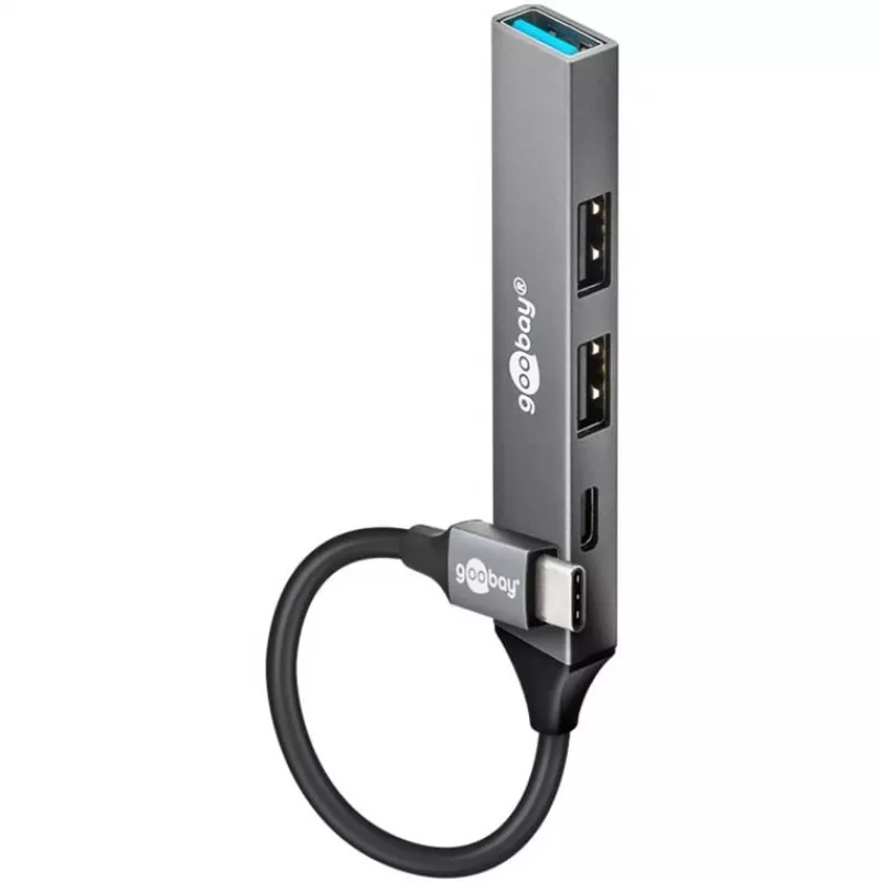 Goobay Slim 4-portový USB hub, USB-C™ na USB-C™/USB-A, USB 3.2 (74459)