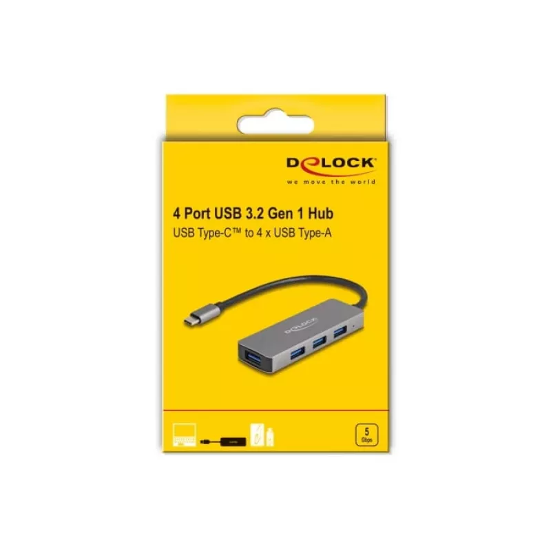 DeLOCK 63173 USB hub Type-C 5000 Mbit/s čierny