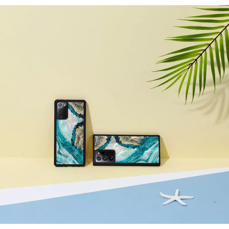 Ochranné puzdro iKins pre Samsung Galaxy Note 20 — dizajn Aqua Agate