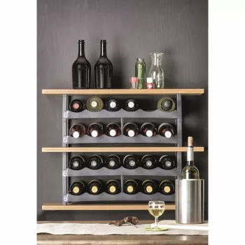 Stolný regál na víno rotho VARIO pre 6 fliaš, skladací, sivý, 600×220×140 mm
