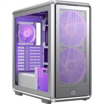 PC Midi Tower Cooler Master MasterFrame 600 Mesh strieborná — podporuje ATX/EATX, vpredu 2×200mm, 2,5-palcové/3,5-palcové disky