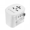 Cestovný adaptér GEMBIRD TPA-EU2A1C15-01-W – 15W, konektor Type-E, 2× USB-A + 1× USB-C, 100–250V