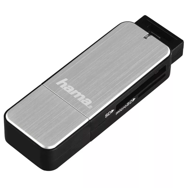 Hama 123900 čítačka kariet USB 3.0 SD/microSD, hliník, čierna/strieborná