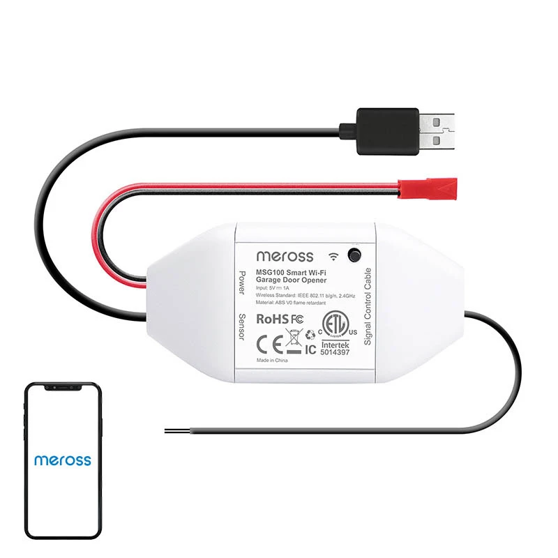 Inteligentný spínač garážových dverí Meross MSG100HK kompatibilný s HomeKit — WLAN ovládanie pre jednokrídlové garážové dvere