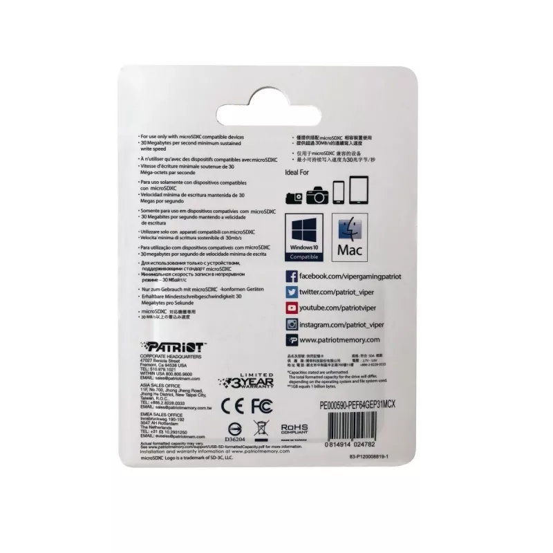 Patriot Memory PEF64GEP31MCX pamäťová karta 64 GB MicroSDXC Class 10