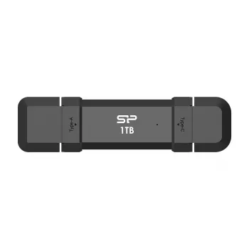 USB kľúč Silicon Power DS72 1 TB, USB 3.2 Gen 2 Type-A / Type-C, hliníkovo-gumové puzdro, čierna