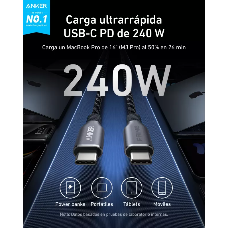 Anker Innovations Prime USB-C na kábel 90cm 240W Upcycled-Geflecht - kábel - digitálny/dátový (A88E2011)