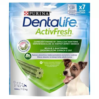 Dentálny snack Purina Nestle Dentalife Active Fresh Small 115 g — zubná pochúťka pre dospelé psy malých plemien (hydina), prevencia zubného kameňa