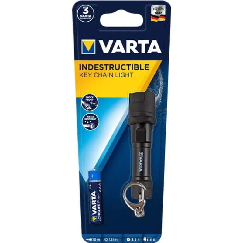 Prívesok na kľúče s baterkou Varta 16701 101 421 čierna LED odolná proti nárazu IPX4