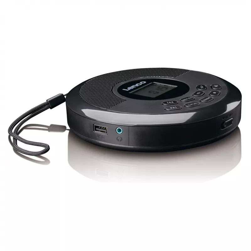 Prenosný CD prehrávač Lenco CD-340BK — čierna, prenosný dizajn