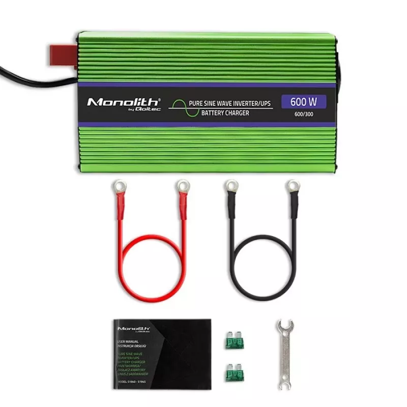 Automobilový menič Qoltec Monolith 600 W zelená 12 V
