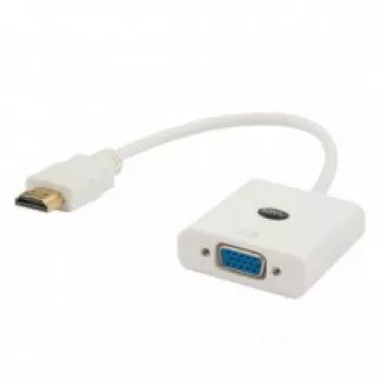 HDMI konektor samec na VGA konektor samica adaptér SAVIO CL-201, HDMI A na VGA D-Sub, biela, 0,1 m, až do 1920x1200
