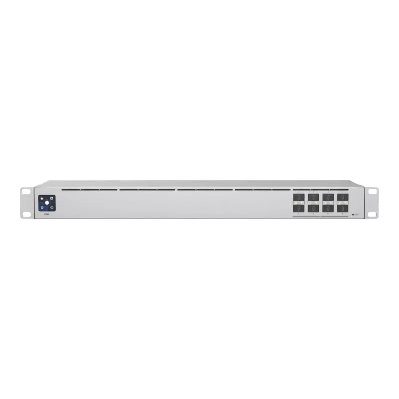 Spravovaný L2 sieťový switch UBIQUITI USW-Aggregation — 8 SFP+ slotov, podpora 10G, bez ventilátora, 1U rack, strieborná