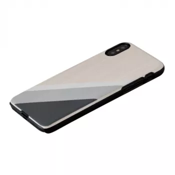 Puzdro na smartphone man and wood pre iPhone X/XS — sivý oblek, čierna