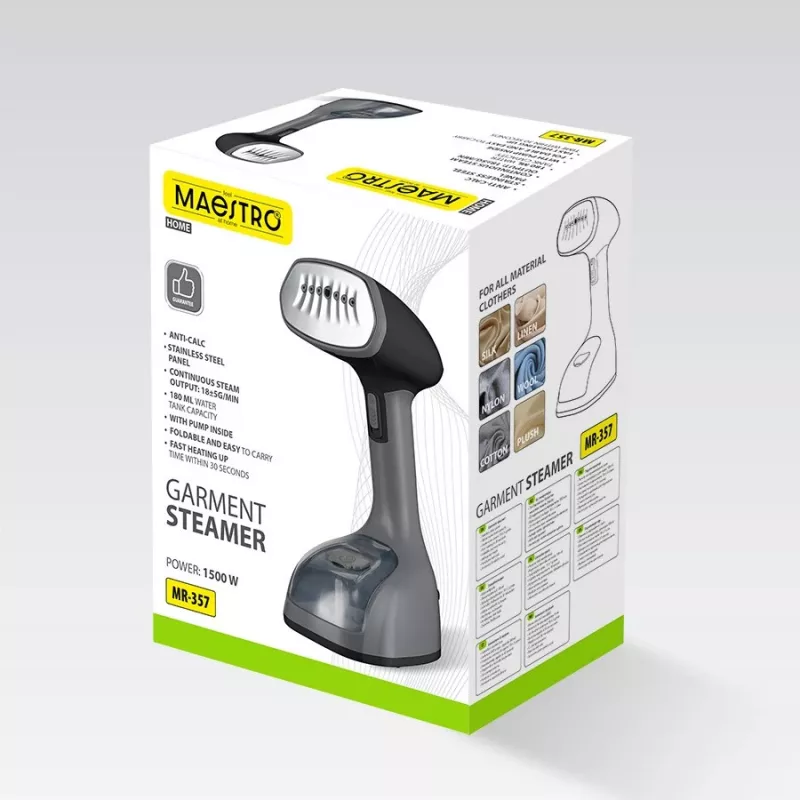Naparávač odevov Maestro MR-357 1500W — ručný parný prístroj