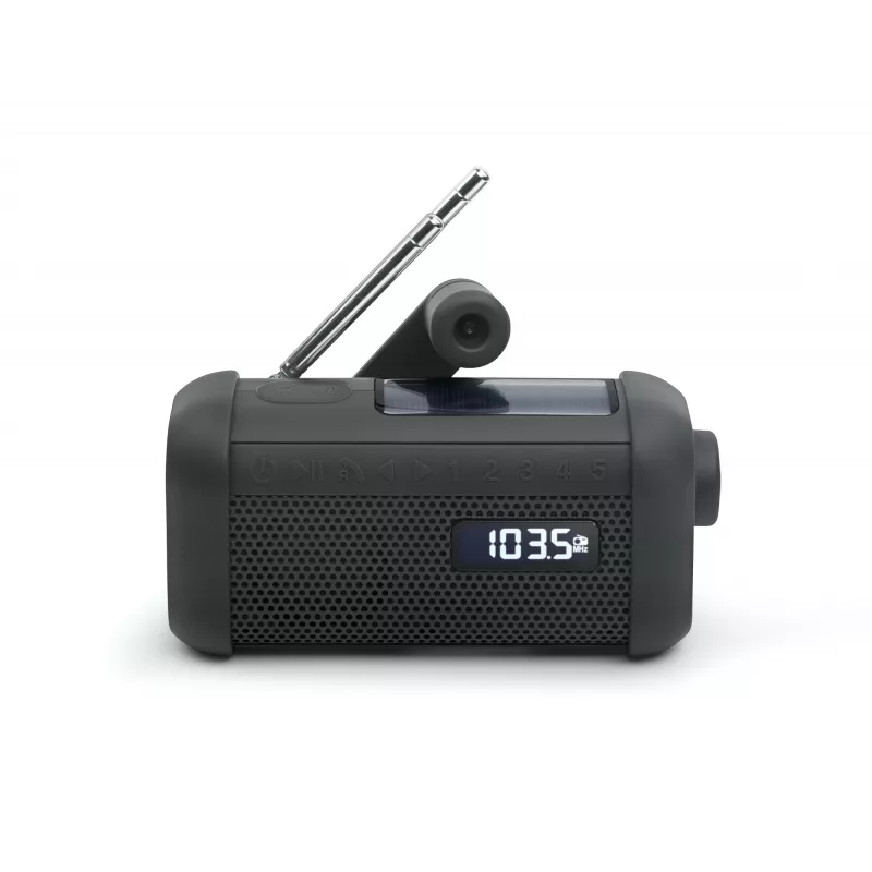 Muse MH-08 MB prenosné solárne rádio s kľukou a baterkou, čierna