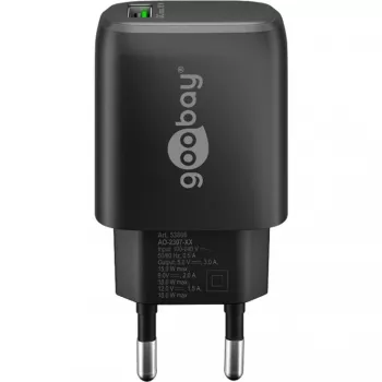 USB-A QC rýchla nabíjačka (18 W) (čierna)