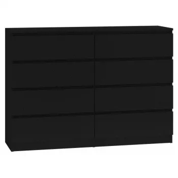 Komoda top e shop M8 140 CZERŃ — 8 zásuviek, drevotrieska, 1380×400×970 mm, čierna
