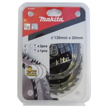Sada kotúčov na okružnú pílu B-33897, Ø 136mm, 16Z / 24Z (3-dielna, otvor 20mm, pre akumulátorové píly)
