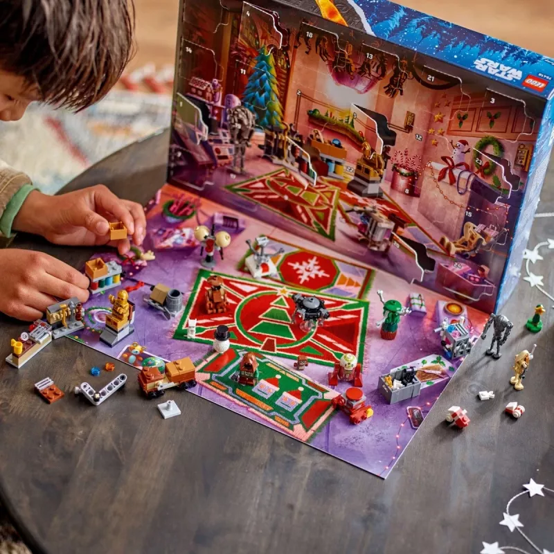 LEGO Star Wars adventný kalendár 2025 — sada 75418, sezónne zostaviteľné minifigúrky a modely