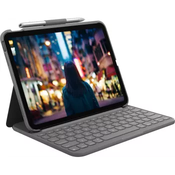 Logitech 920-011423 klávesnica pre mobilné zariadenia QWERTZ nemecká Bluetooth sivá