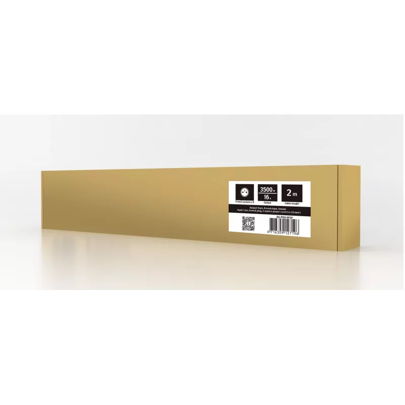 Jednotka rozvodu napájania GEMBIRD EG-PDU-9F2F — 9 francúzskych (Typ E) zásuviek, 1HE rack, 16A, 2 m kábel
