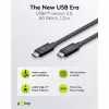 USB-C kábel WENTRONIC USB4 Gen4 1.2m — podporuje 16k@60Hz a 4K@120Hz