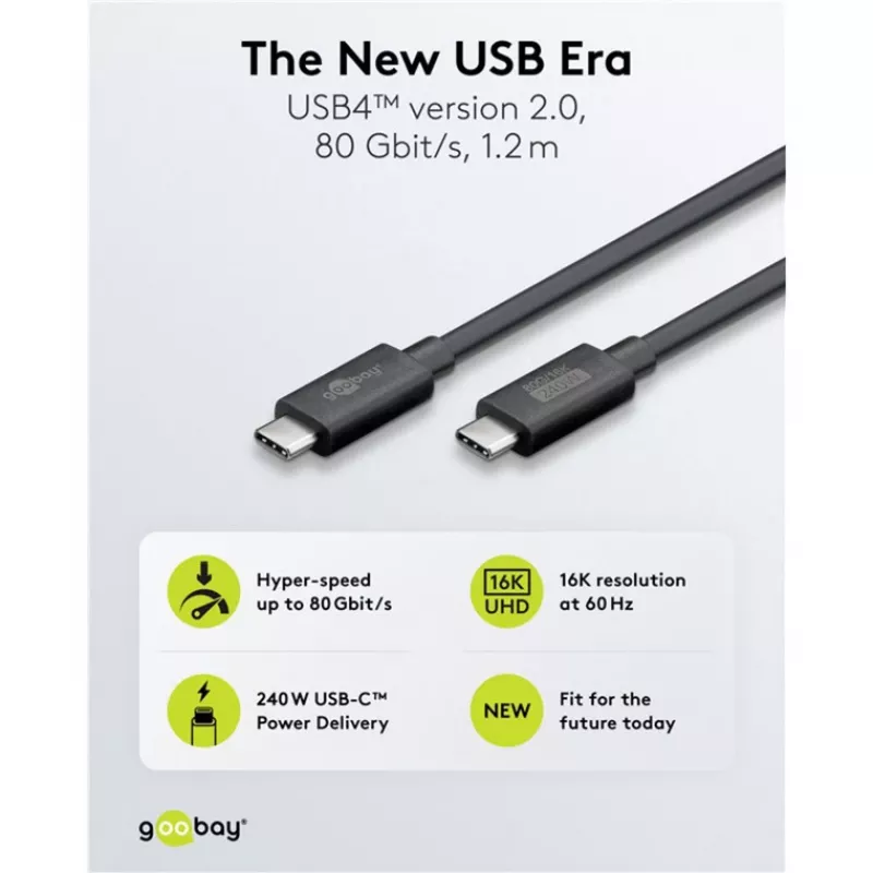 USB-C kábel WENTRONIC USB4 Gen4 1.2m — podporuje 16k@60Hz a 4K@120Hz