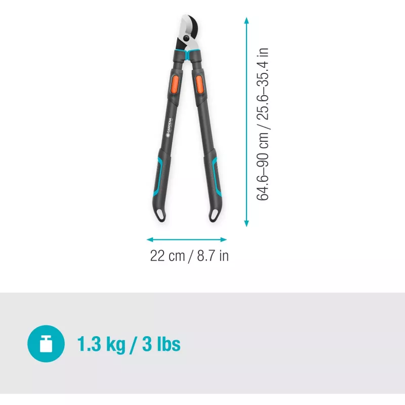 Gardena Vetvové nožnice TeleCut Pro L sivá/tyrkysová 65 cm - 90 cm (12041-88)