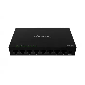 Sieťový switch LANBERG DSM1-1008 8x 1 Gb/s unmanaged Gigabit Ethernet Desktop 12V kovové puzdro