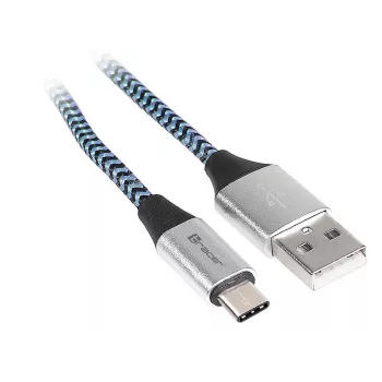 Tracer TRAKBK46266 USB kábel USB 2.0 1 m USB-C USB-A čierny modrý strieborný