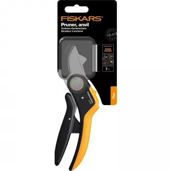 Nožnice na konáre Fiskars Plus PowerLever Amboss čierna oranžová