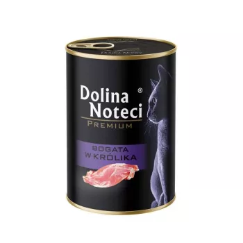 Mokré krmivo pre mačky dolina noteci Premium bohaté na králika 400 g — kompletné krmivo pre dospelé mačky, monoproteínové
