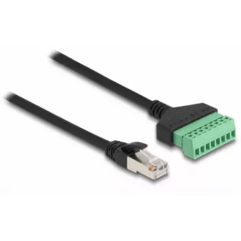 DeLOCK RJ45 kábel Cat.6 konektor samec na adaptér so svorkovnicou 30 cm čierny zelený