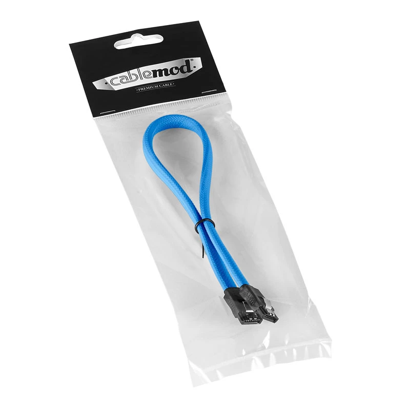 CableMod ModMesh - SATA kábel - Serial ATA 150/300/600 - SATA (W) na SATA (W) - 60cm - svetlomodrý (CM-CAB-SATA-N60KLB-R)