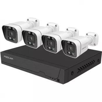 Foscam FNA108E-B4-2T videonadstavbový systém biely 4x 4K PoE bullet kamera, 1x 8-kanálový NVR