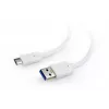 USB dátový kábel Gembird USB A na USB C 1 m, USB 3.2 Gen 1, biely