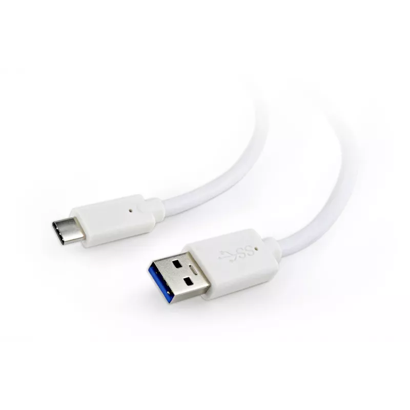 USB dátový kábel Gembird USB A na USB C 1 m, USB 3.2 Gen 1, biely
