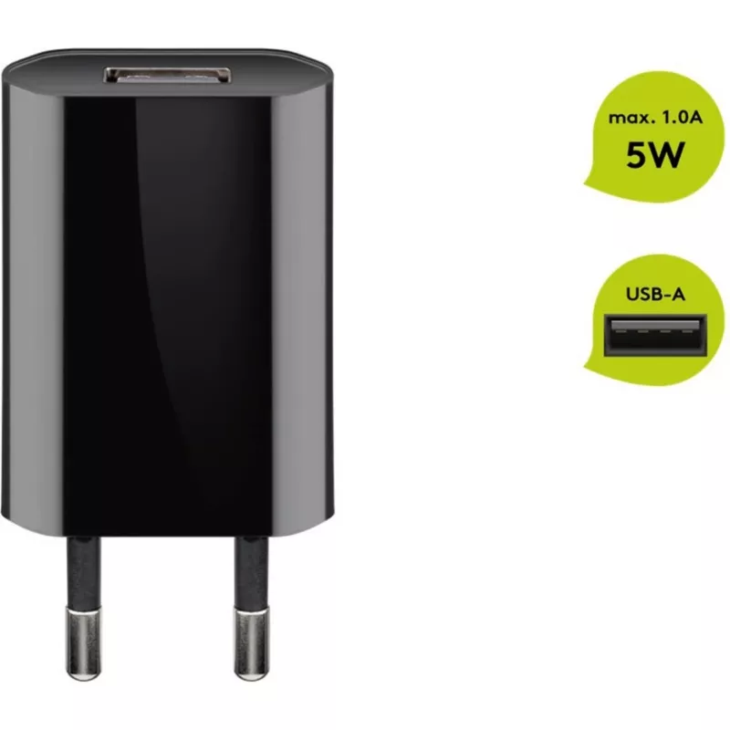 USB napájací zdroj GOOBAY 5 W, 1x USB 2.0, vstup 100–240 V, čierny