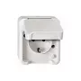 Zásuvka Merten MEG2300-8019 CEE 7/3, podporuje CEE 7/4, biela, IP44, termoplast, 83×73×57 mm