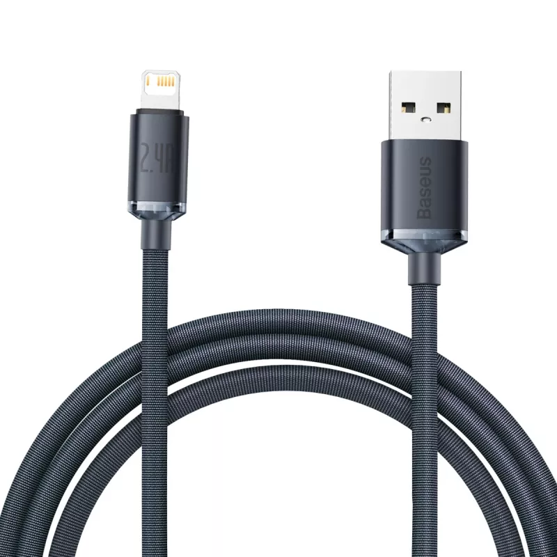 Baseus Crystal Shine kábel USB na Lightning, 2,4A, 2m (čierna)