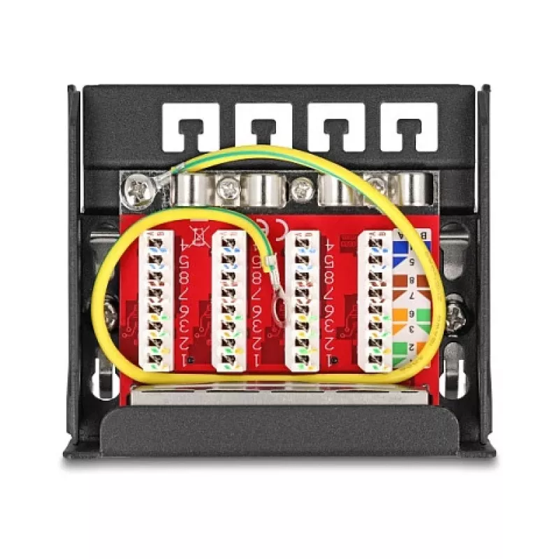 Patch panel DELOCK Mini Desktop RJ45 4 porty Cat.6A tienený čierny, kov, 90×22×93 mm