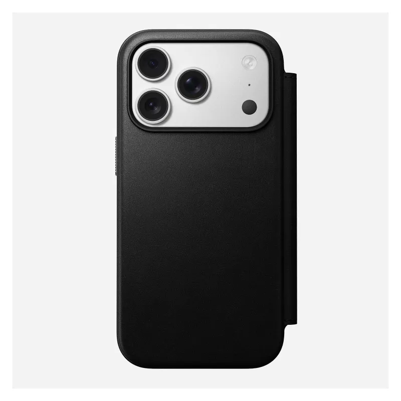 Kožené puzdro na telefón Nomad Modern Leather Folio pre iPhone 17 Pro, 16 cm (6,3 inch), čierna, 4 priehradky na karty