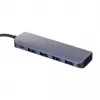 USB hub Unitek P5+ — 5 portov (4 × USB 3.2 Gen 2 Type-A), USB 3.2 Gen 1 host, 5 Gbit/s, 10 W PD, hliník, sivý